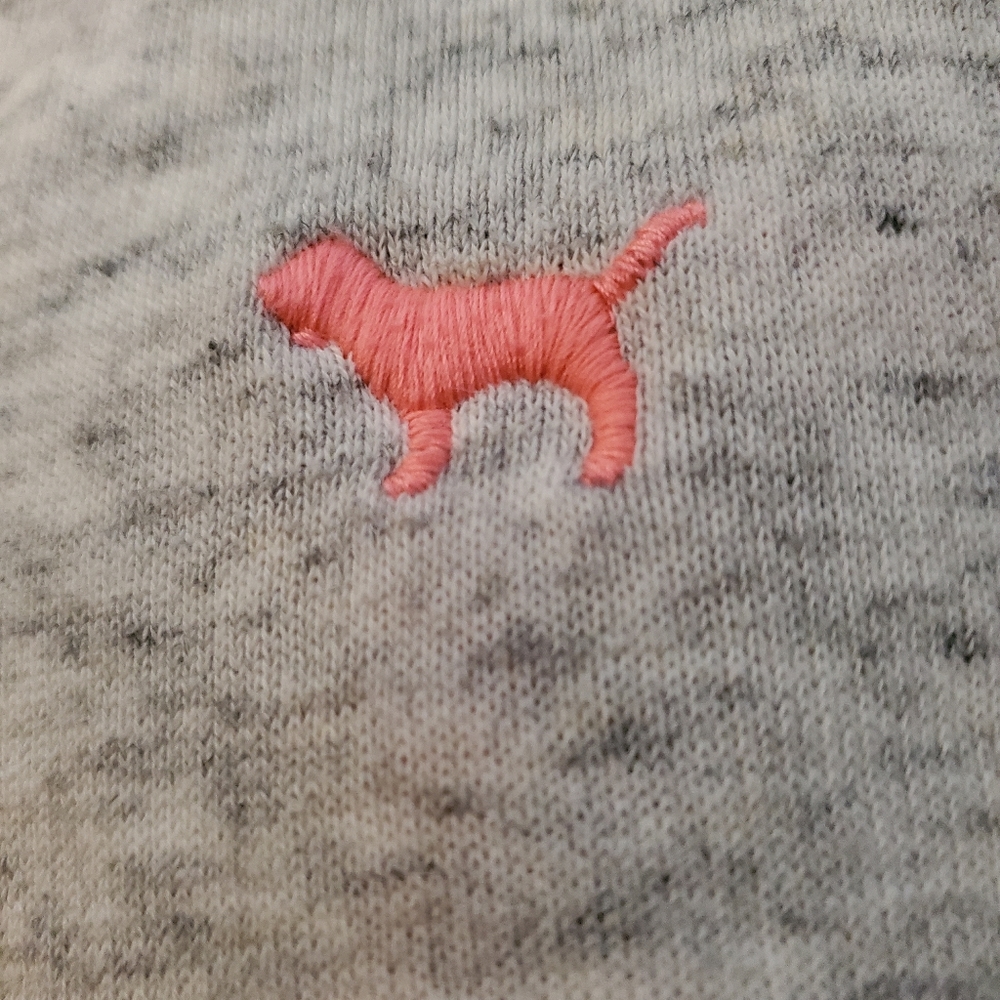 Victoria's Secret VS PINK Hoodie  Zipper Front Stiched logos Gray and Pink S